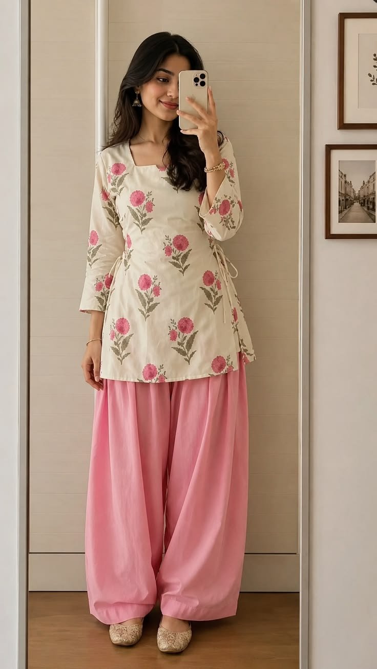 SATITHA Women Floral Printed Square Neck Flared Sleeves Kurti (Copy)