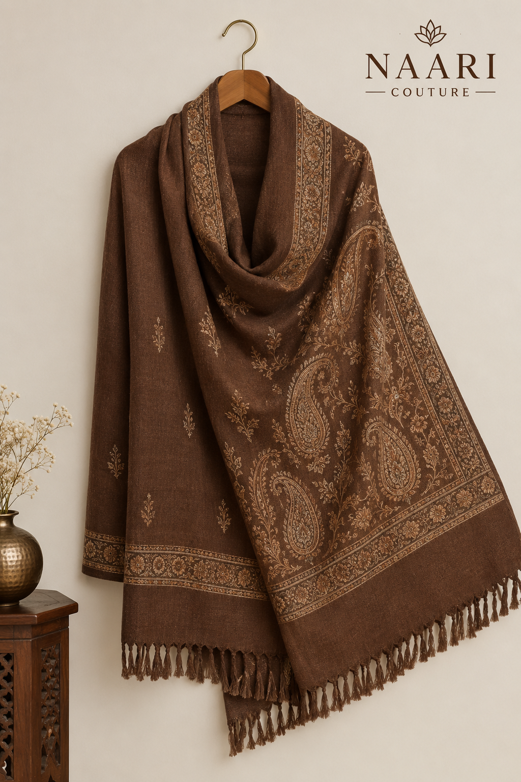 Women Ethnic Motifs Paisley Woven Design Pashmina Shawl